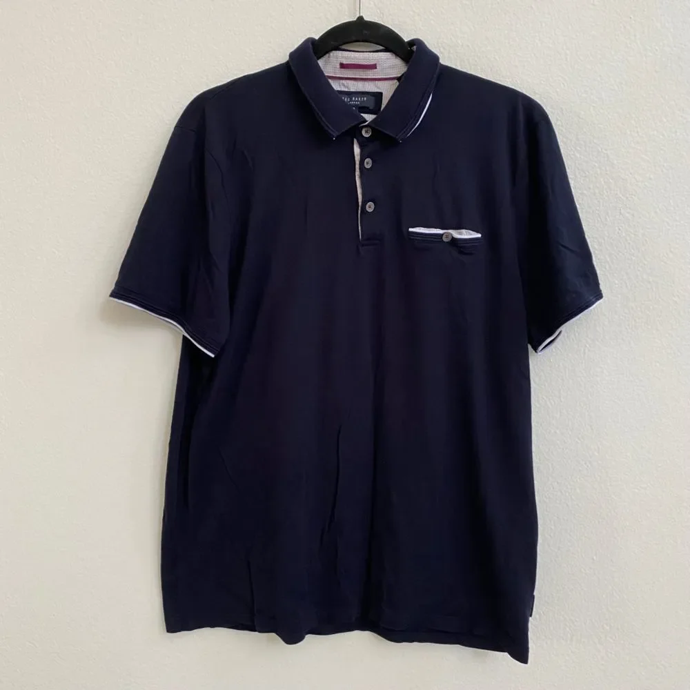Ted Baker London Derry Flat Knit Polo Shirt Size 6 - Picture 2 of 6